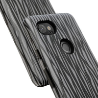 Stylish Tough Phone Case - Black and Gray Striped Design