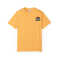 Chill Vibes Unisex Garment-Dyed T-Shirt - Retro Sloth & Sunset Design