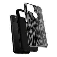 Stylish Tough Phone Case - Black and Gray Striped Design