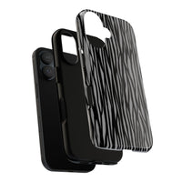 Stylish Tough Phone Case - Black and Gray Striped Design