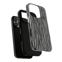 Stylish Tough Phone Case - Black and Gray Striped Design
