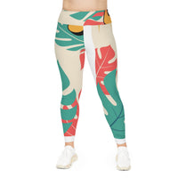 Tropical Plus Size Leggings, Comfortable Activewear, Summer Leggings, Gym Workout, Boho Style