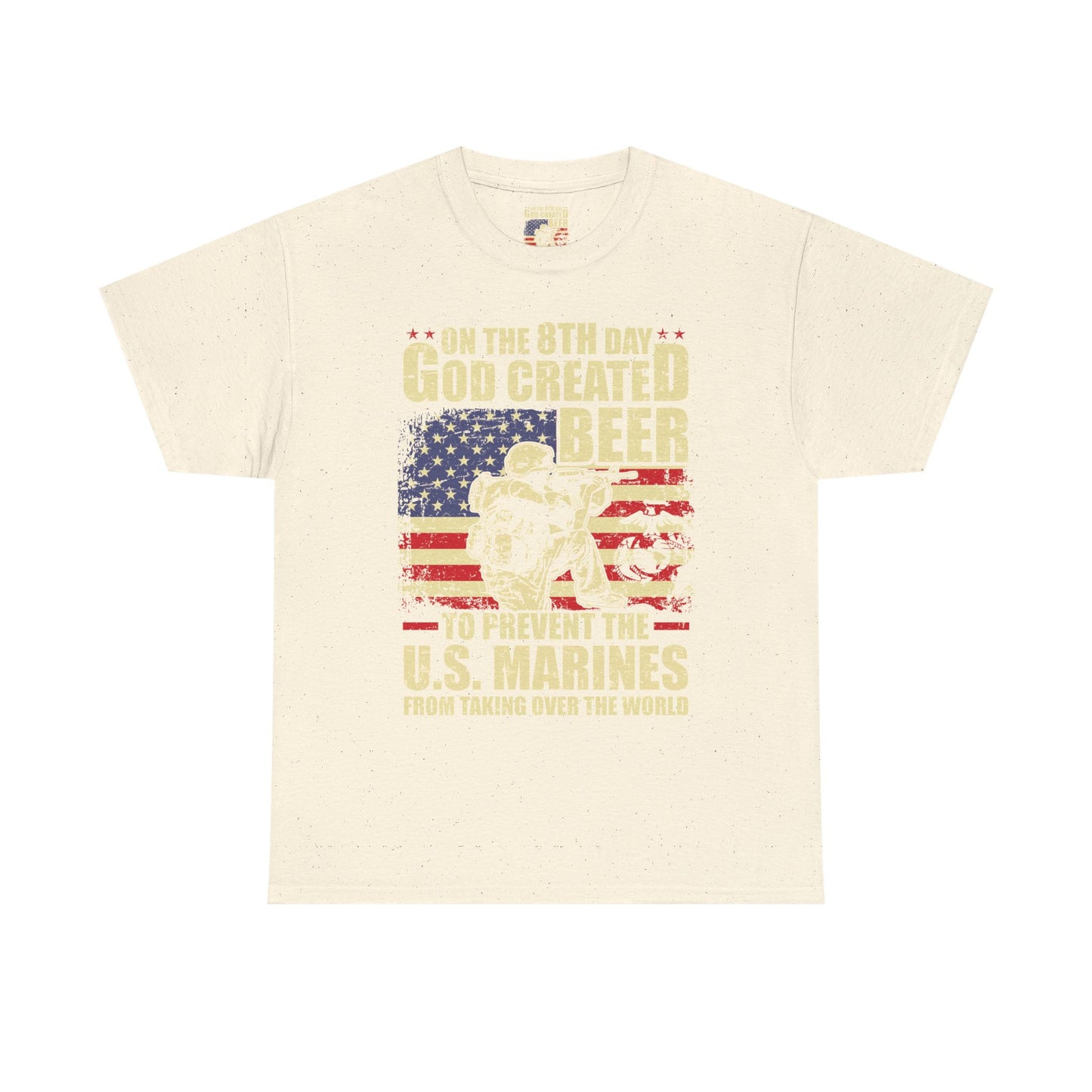God Created Beer Unisex Heavy Cotton Tee, Fun Patriotic Shirt, Gift for Beer Lovers, US Marines Support, July 4th Celebration