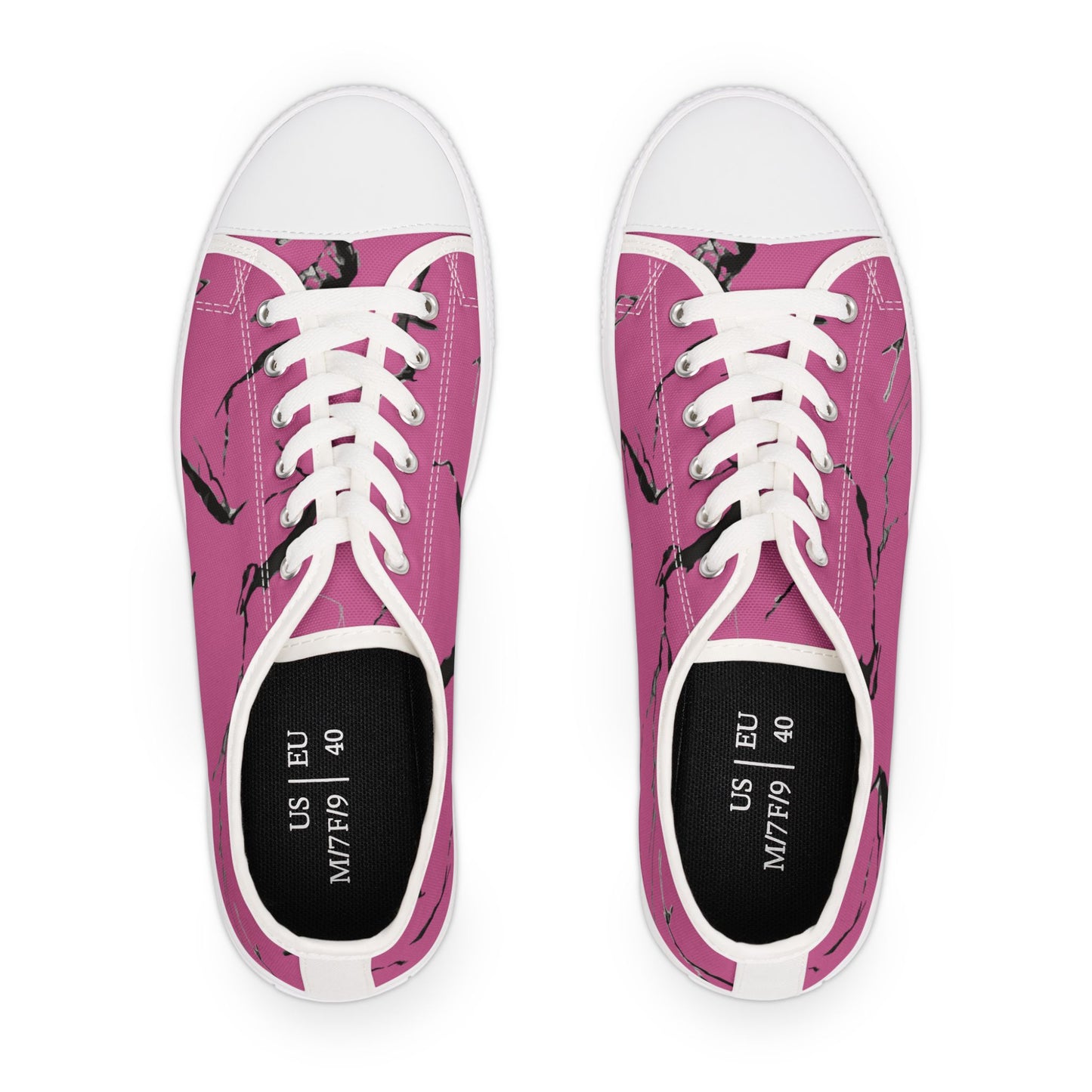Stylish Pink Marble Low Top Sneakers for Women - Trendy Casual Footwear