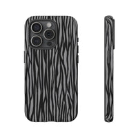 Stylish Tough Phone Case - Black and Gray Striped Design