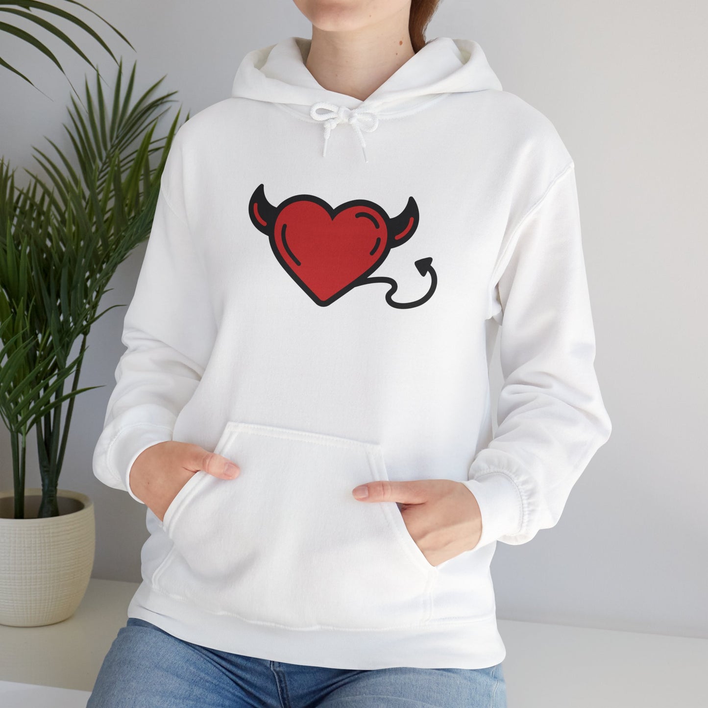 Devilish Heart Hoodie - Unisex Heavy Blend™ Sweatshirt for Fun-Loving Spirits