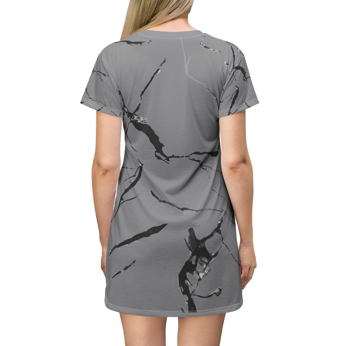 Elegant Marble Print T-Shirt Dress, Casual Summer Dress, Comfortable Everyday Wear, Fashionable Loungewear, Gift for Her