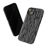 Stylish Tough Phone Case - Black and Gray Striped Design