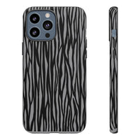 Stylish Tough Phone Case - Black and Gray Striped Design