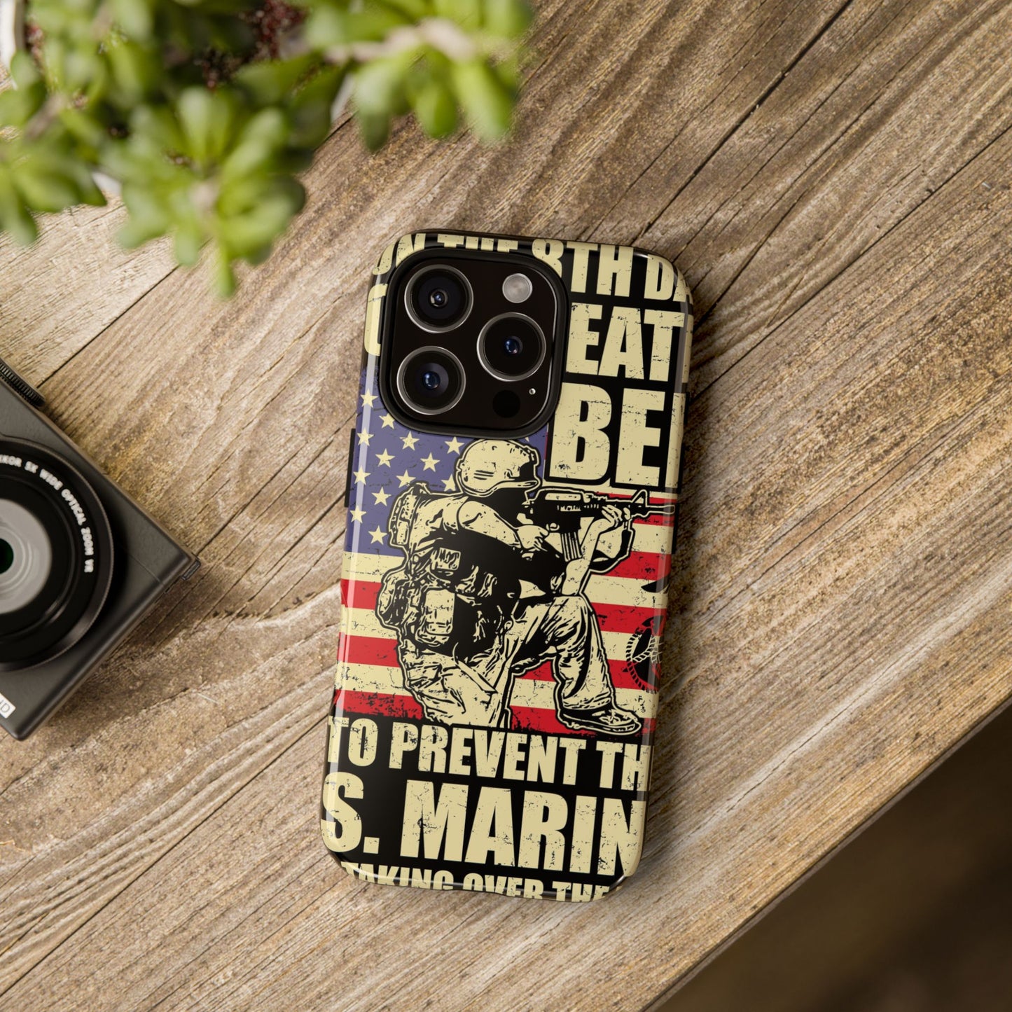 Military-Themed Phone Case - 'God Created Beer' Design