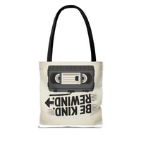 Retro Be Kind Rewind Tote Bag, Fun Eco-Friendly Tote, Gift for Movie Lovers, Shopping Bag, Beach Bag, Perfect for Everyday