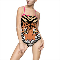 Tiger Print Swimsuit, Women's Beachwear, Pool Party Bikini, One-piece Bathing Suit, Summer Vacation Apparel