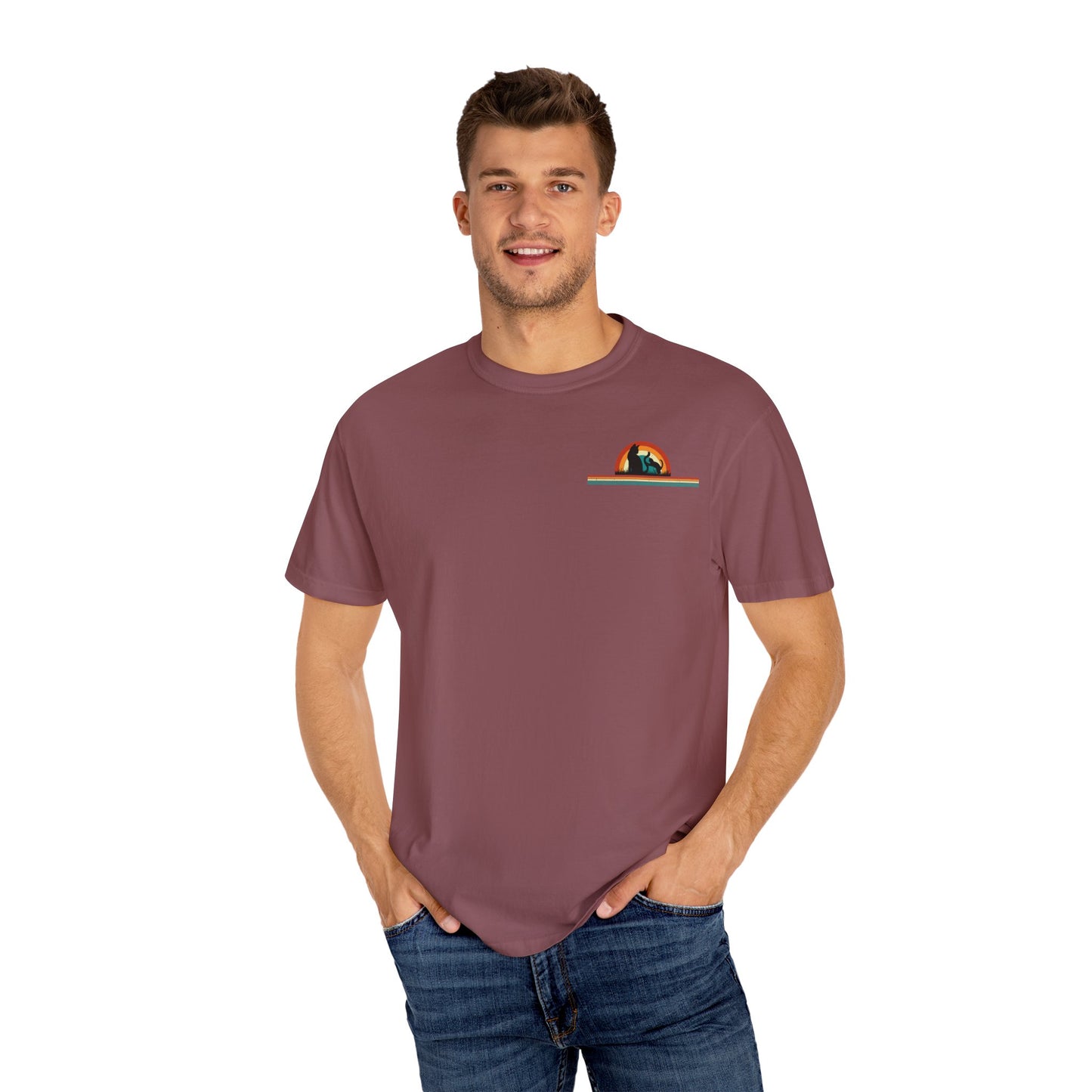 Unisex Cat & Dog Sunset Graphic T-Shirt - Casual Animal Lover Tee