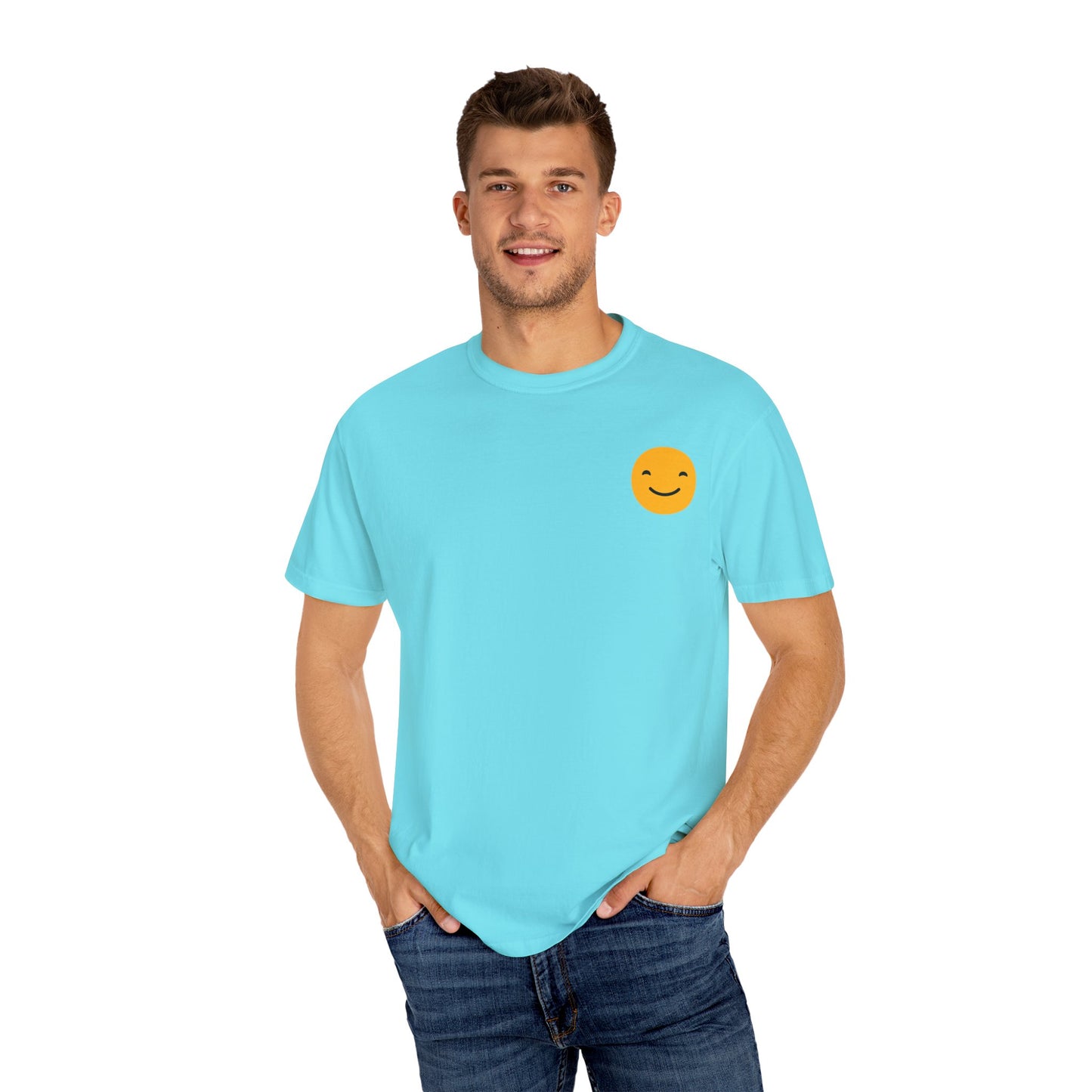 Happy Face Garment-Dyed T-shirt for Positive Vibes