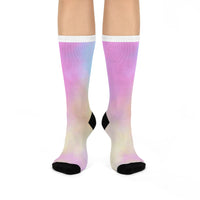 Pastel Gradient Cushioned Crew Socks - Comfortable Fashion Footwear for Everyday Wear