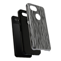 Stylish Tough Phone Case - Black and Gray Striped Design