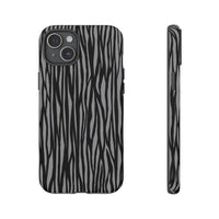 Stylish Tough Phone Case - Black and Gray Striped Design