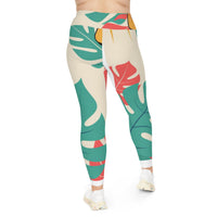 Tropical Plus Size Leggings, Comfortable Activewear, Summer Leggings, Gym Workout, Boho Style