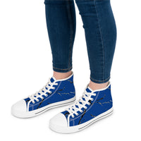 Stylish High Top Sneakers with Artistic Blue Design