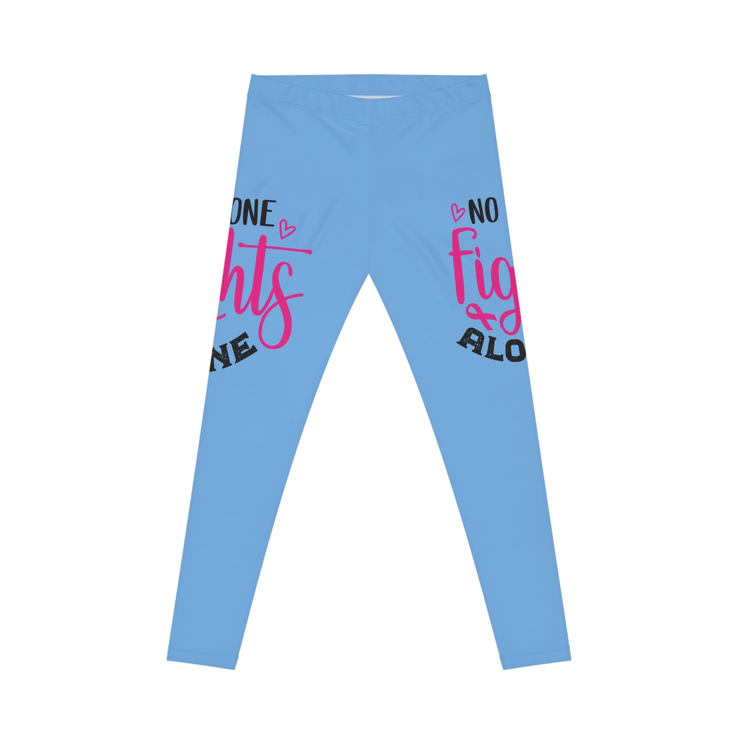 Empowering Women's Casual Leggings - No One Fights Alone, Workout Leggings, Fitness Wear, Supportive Leggings, Gift for Her, Pink [...]