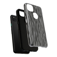 Stylish Tough Phone Case - Black and Gray Striped Design
