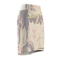 Chic Women's Pencil Skirt with Abstract Floral Design