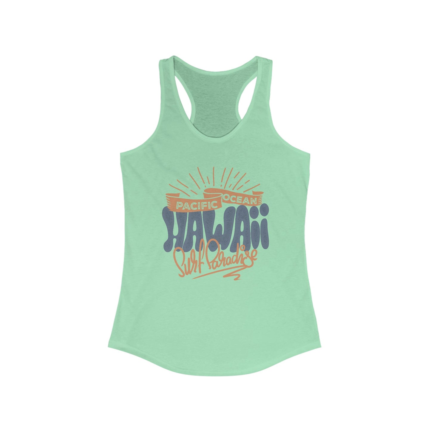 Hawaiian Beach Vibe Racerback Tank, Perfect for Summer, Beach Days, Vacation Wear, Travel Top, Surf Lovers