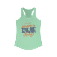 Hawaiian Beach Vibe Racerback Tank, Perfect for Summer, Beach Days, Vacation Wear, Travel Top, Surf Lovers