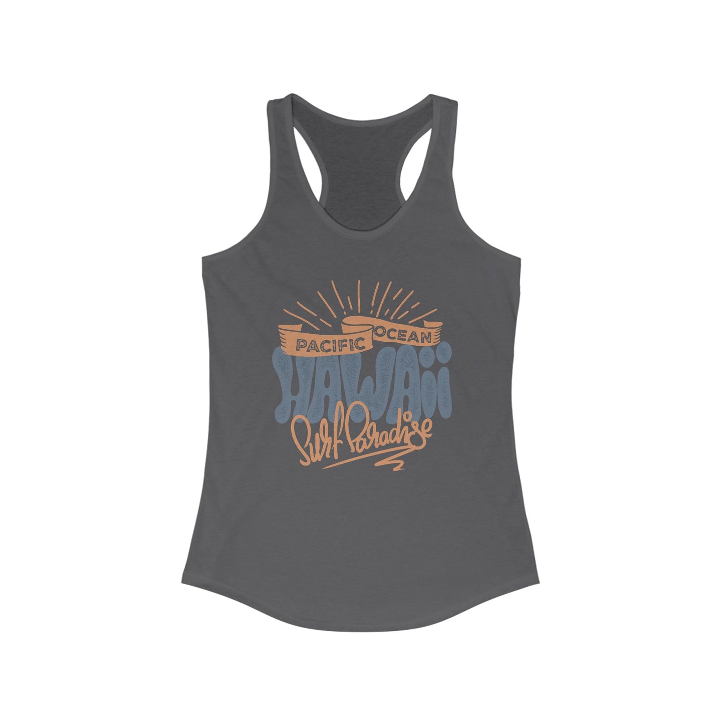 Hawaiian Beach Vibe Racerback Tank, Perfect for Summer, Beach Days, Vacation Wear, Travel Top, Surf Lovers