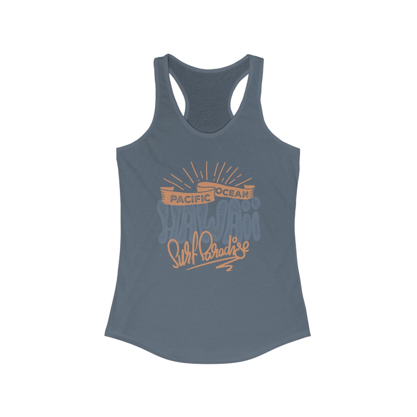 Hawaiian Beach Vibe Racerback Tank, Perfect for Summer, Beach Days, Vacation Wear, Travel Top, Surf Lovers