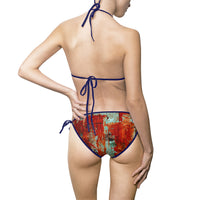 Artistic Red Abstract Women's Bikini Swimsuit