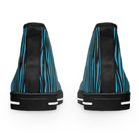 Women's High Top Sneakers - Funky Blue Zebra Print, Trendy Footwear, Casual Style, Unique Gift, Everyday Comfort
