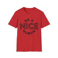 Funny Motivational Unisex T-Shirt - "Be A Nice Human" - Casual Gift, Positive Vibes, Everyday Wear, Friendly Apparel