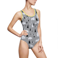 Stylish Polar Bear One-Piece Swimsuit for Women