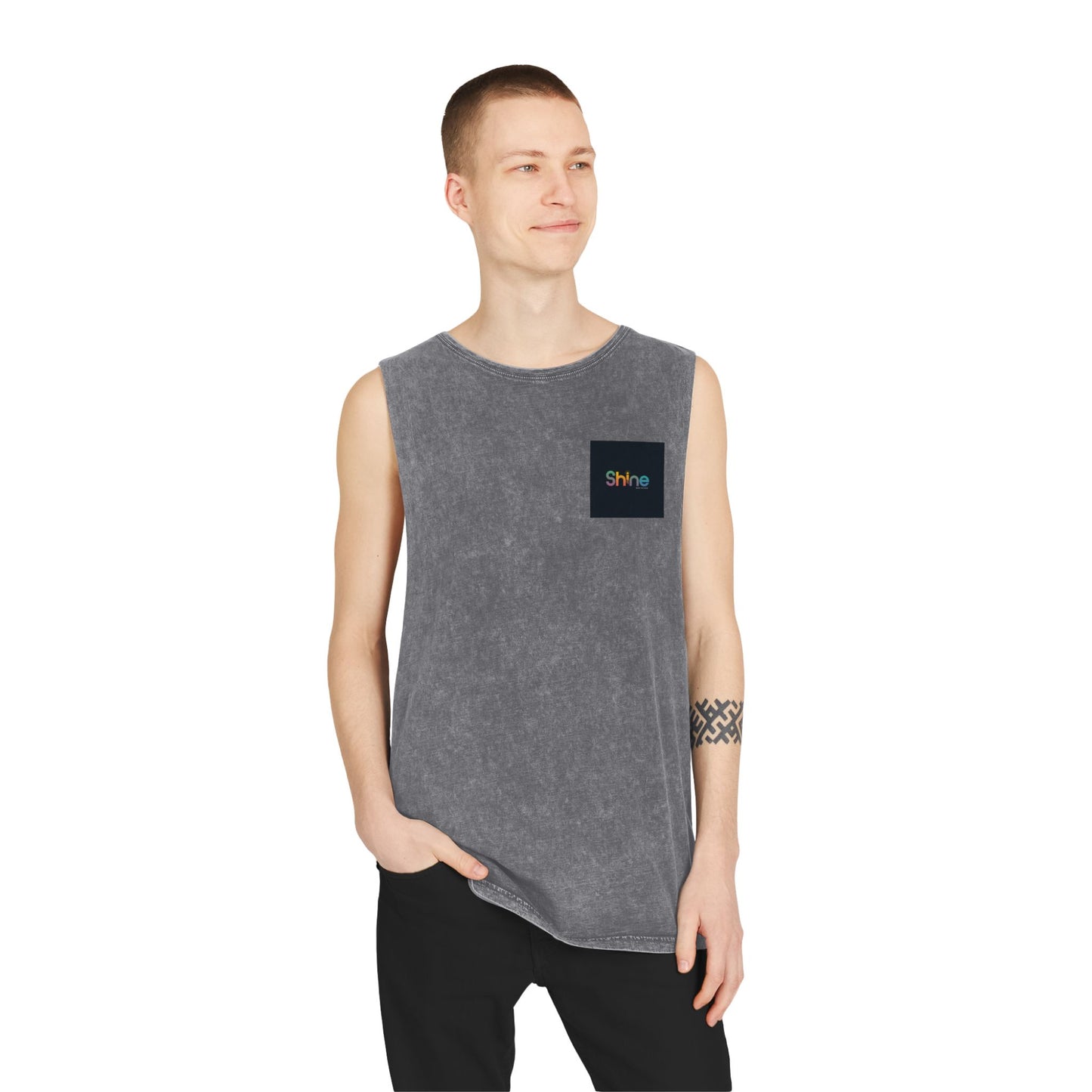 Unisex Stonewash Tank Top - Shine Graphic Tee for Summer Adventures
