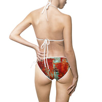 Artistic Red Abstract Women's Bikini Swimsuit