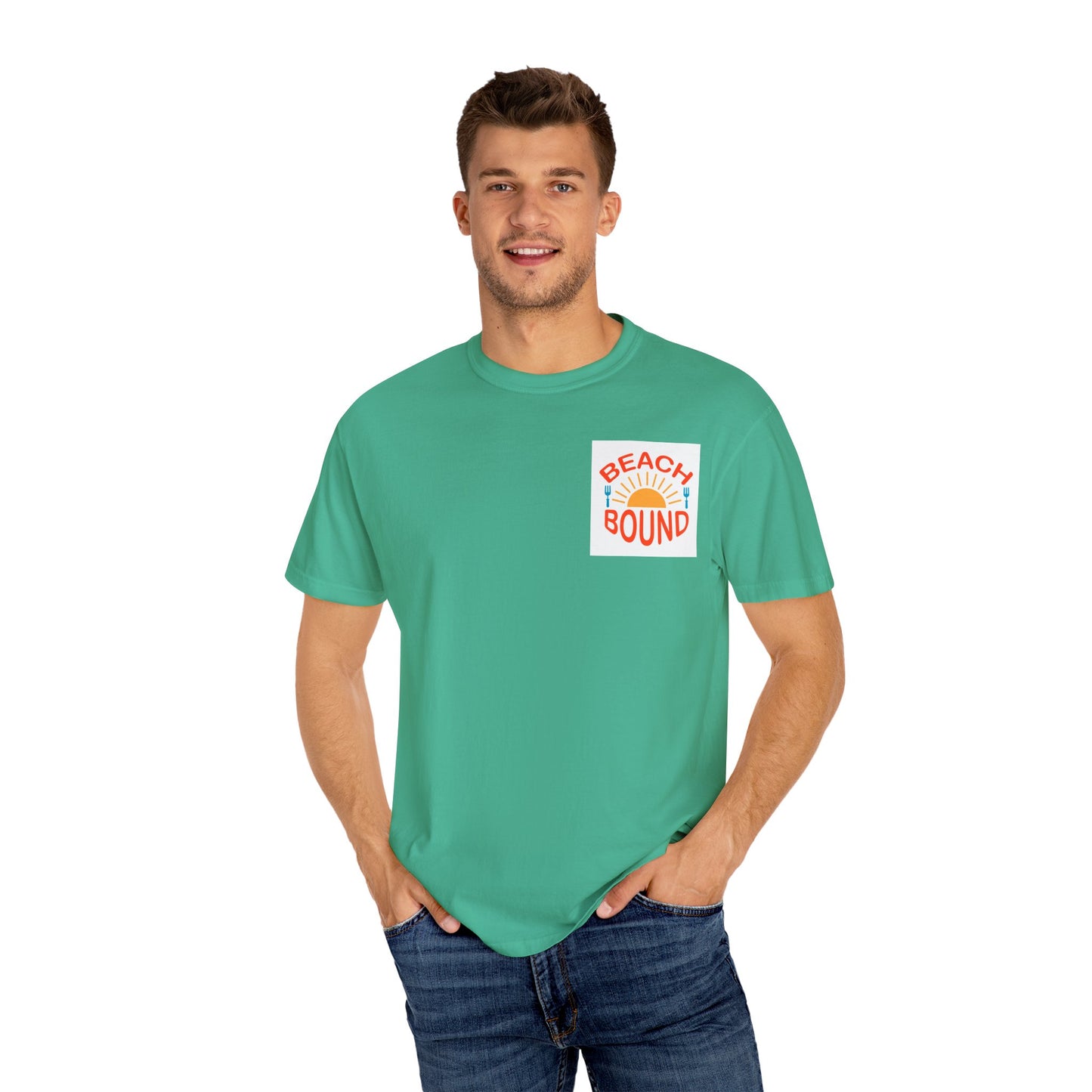 Beach Bound Unisex Garment-Dyed T-Shirt, Summer Vibes, Casual Wear, Beach Trip, Vacation Shirt, Outdoor Activities