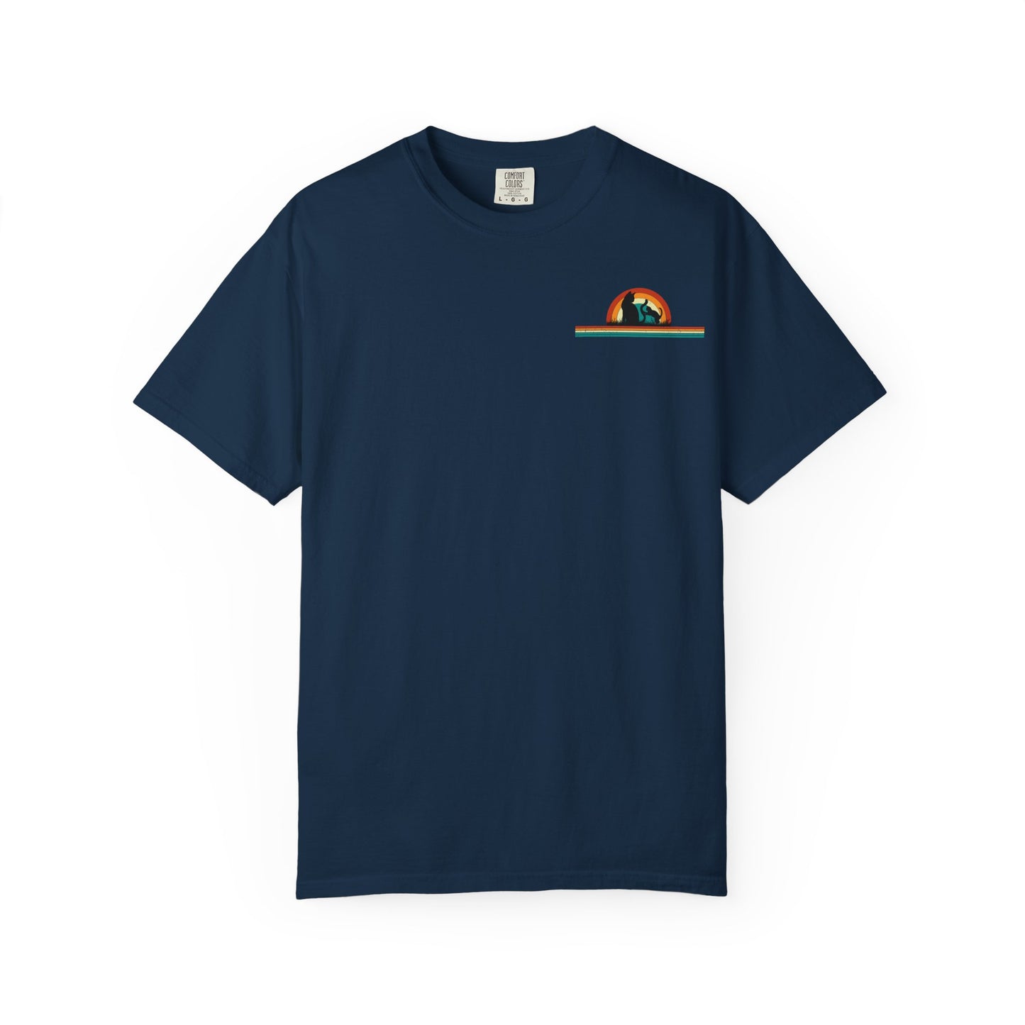 Unisex Cat & Dog Sunset Graphic T-Shirt - Casual Animal Lover Tee