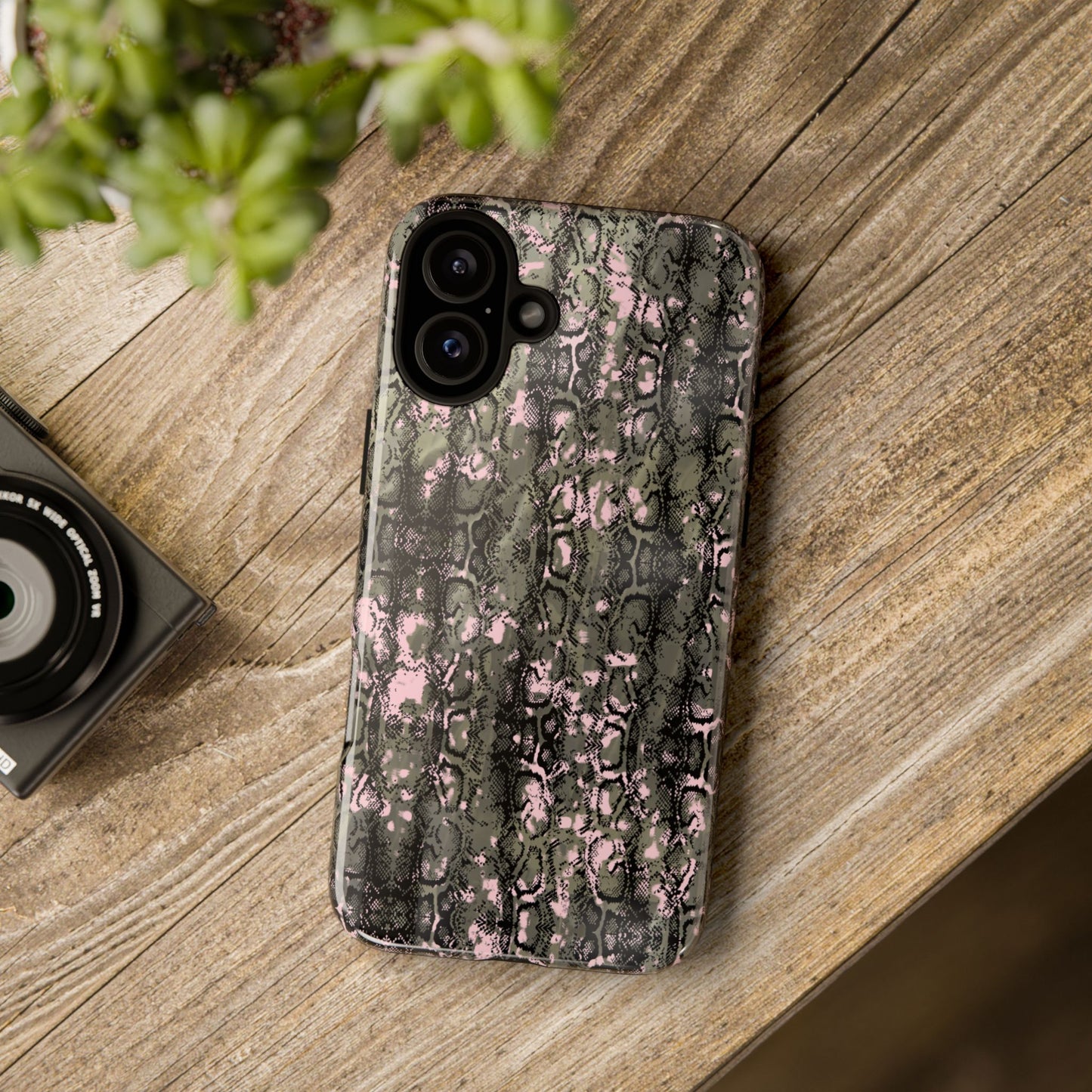 Camo Snake Pattern Phone Case – Rugged Protection Meets Bold Style  Turn heads while protecting your phone with this fierce camo snake pattern case—where urban edge meets outdoor grit.