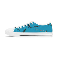 Stylish Women's Low Top Sneakers with Blue Abstract Design