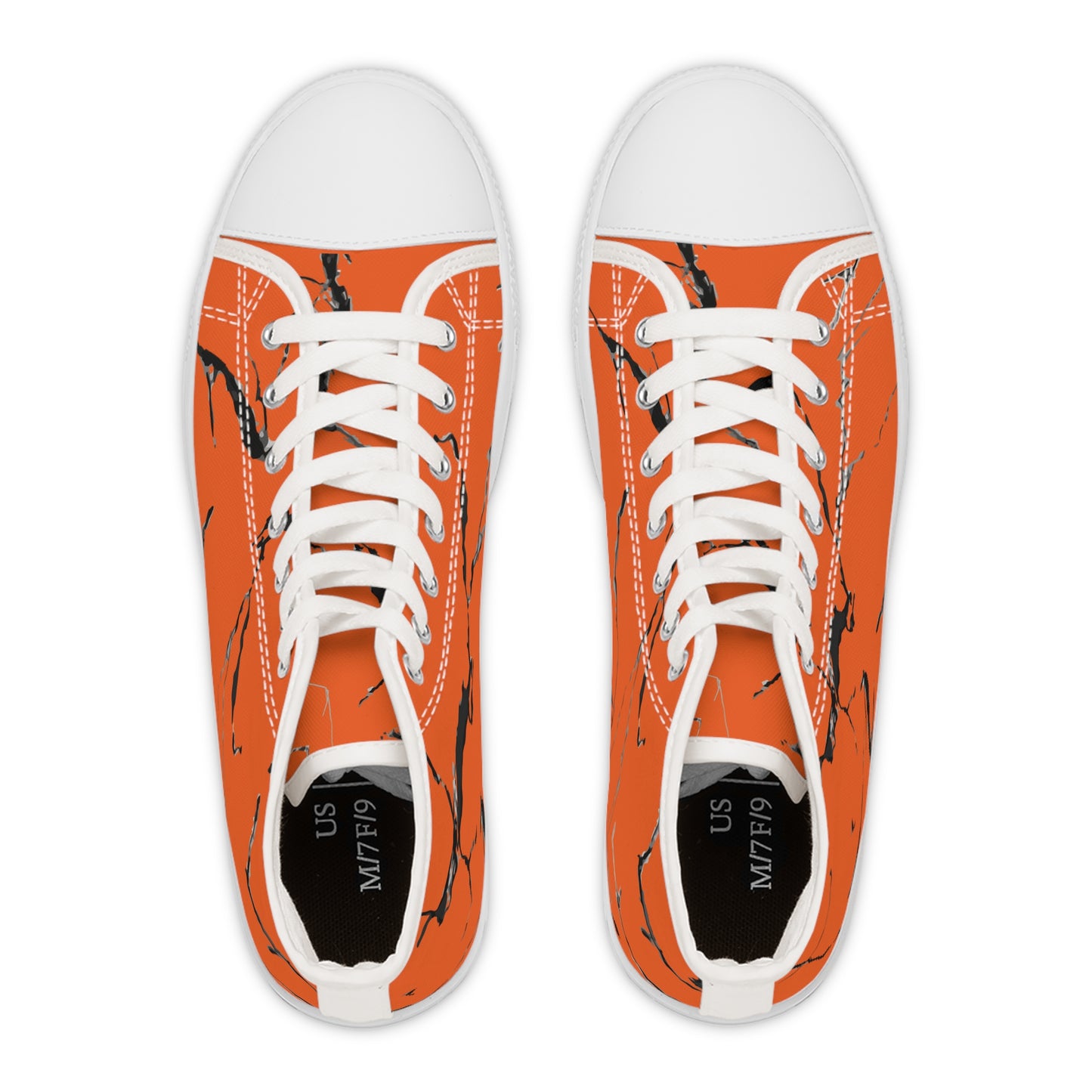 Stylish Orange Marble Women's High Top Sneakers
