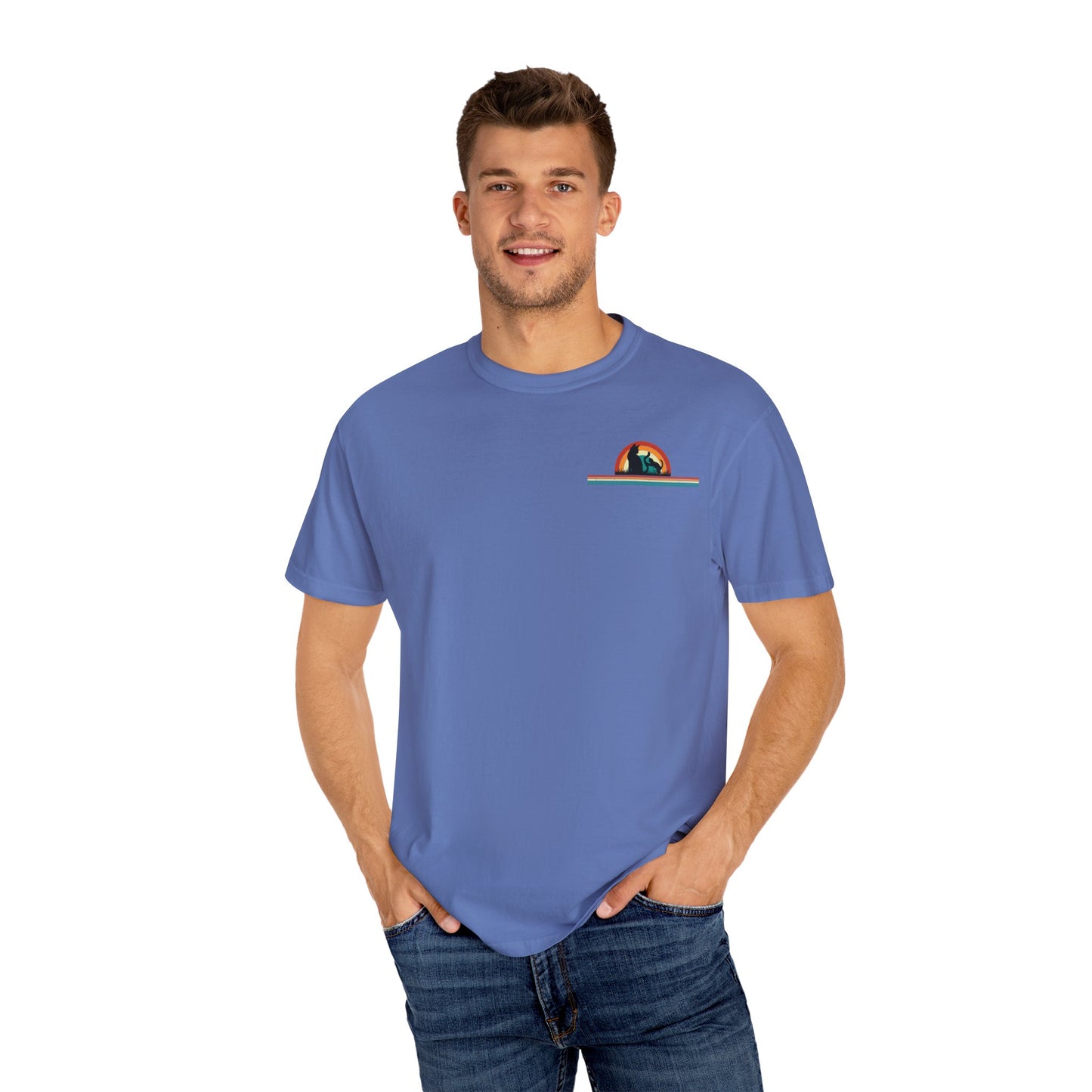 Unisex Cat & Dog Sunset Graphic T-Shirt - Casual Animal Lover Tee