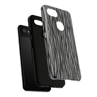 Stylish Tough Phone Case - Black and Gray Striped Design