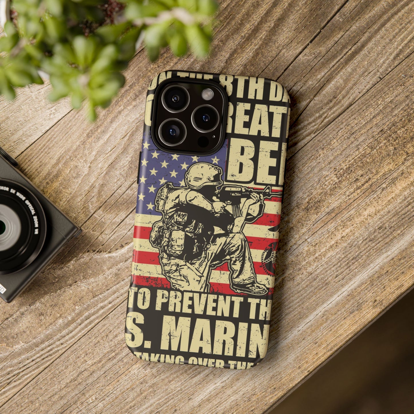 Military-Themed Phone Case - 'God Created Beer' Design