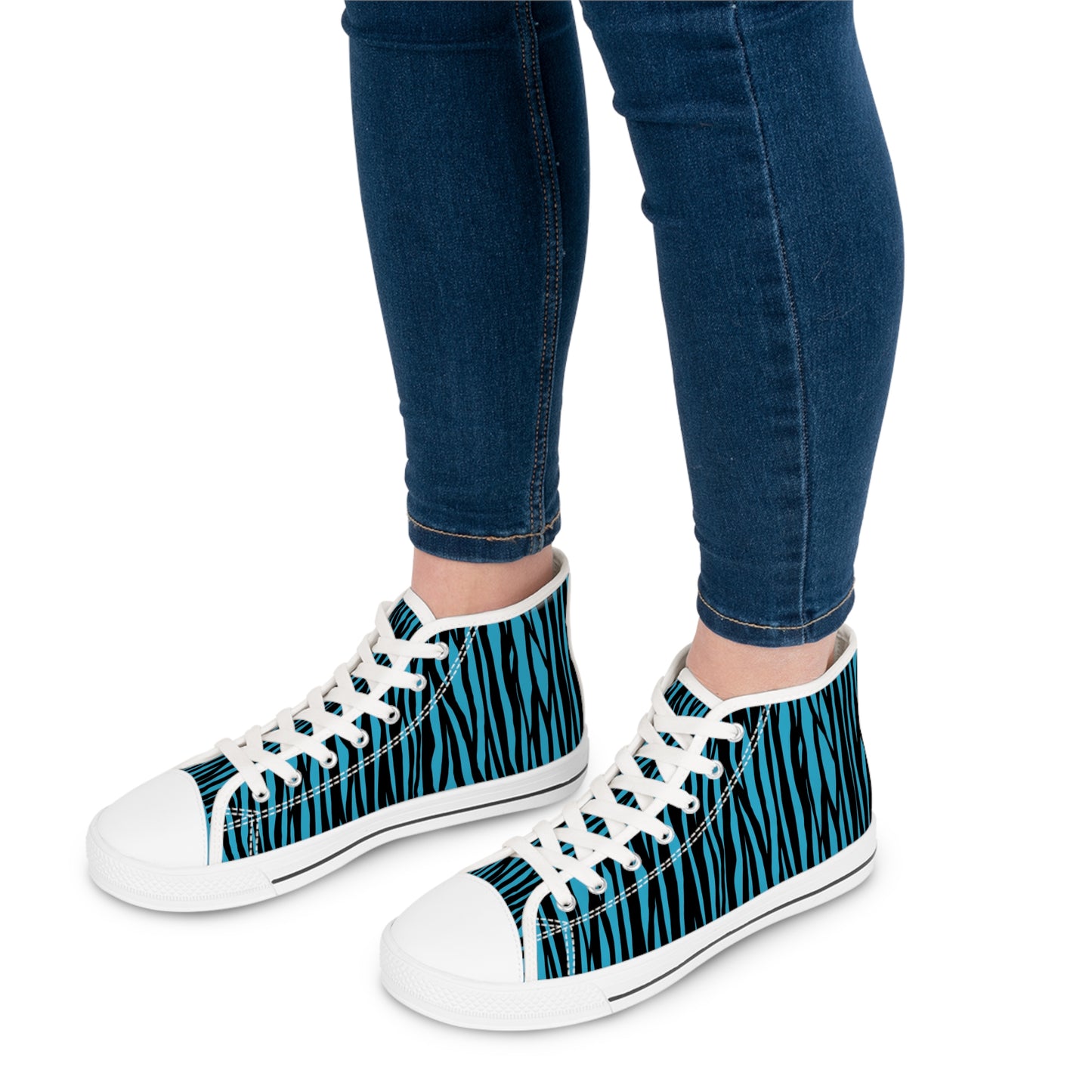 Funky Tiger Stripe High Top Sneakers for Women, Trendy Casual Footwear, Unique Gift, Festival Style, Everyday Fashion