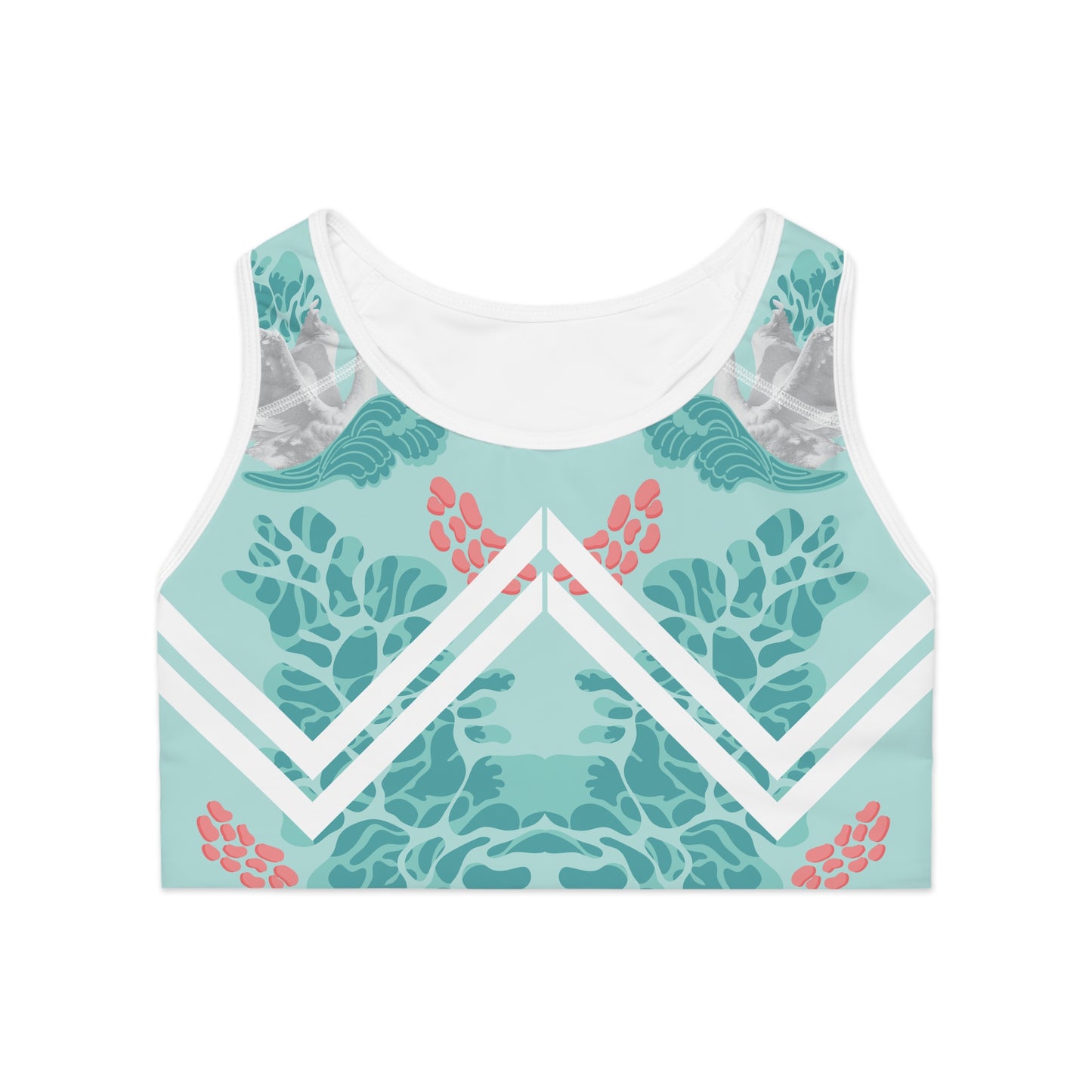 Tropical Vibes Sports Bra with Floral Design