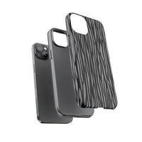 Stylish Tough Phone Case - Black and Gray Striped Design