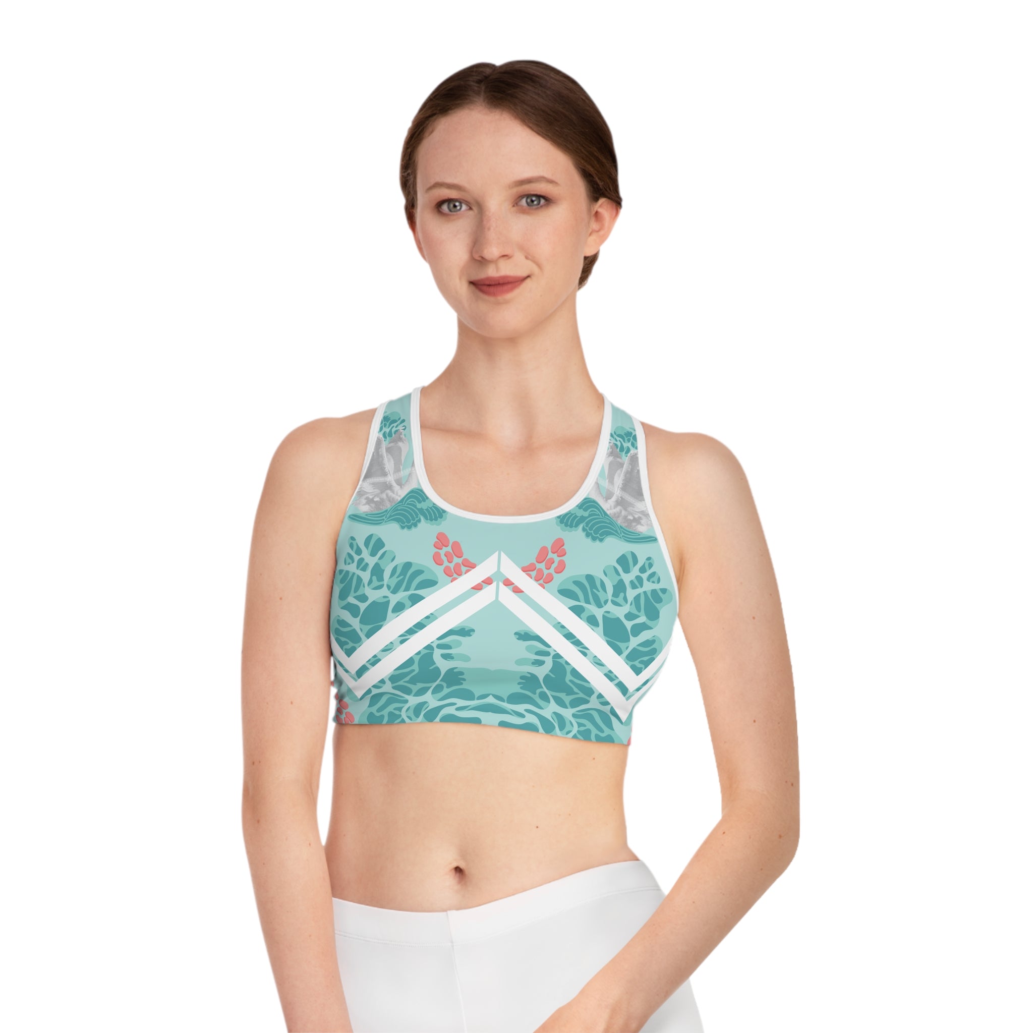 Tropical Vibes Sports Bra with Floral Design