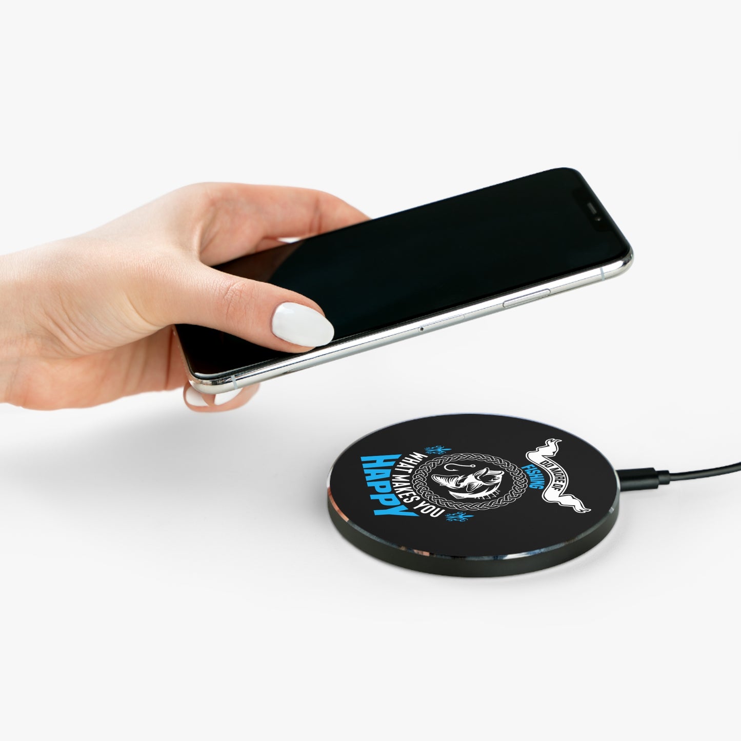 Fishing-Themed Wireless Charger - 'Do More of Fishing, What Makes You Happy'