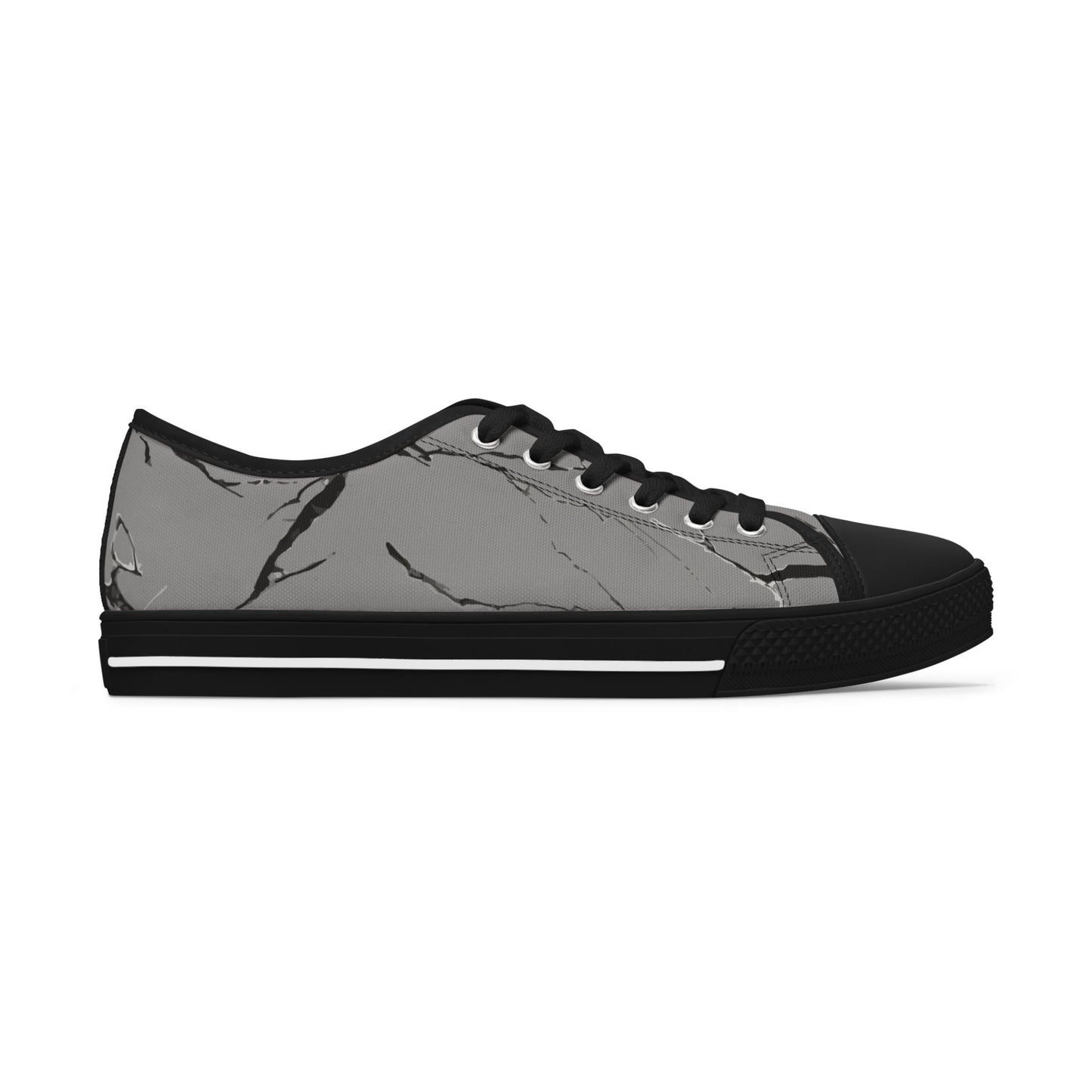 Stylish Women's Low Top Sneakers - Gray Marble Design